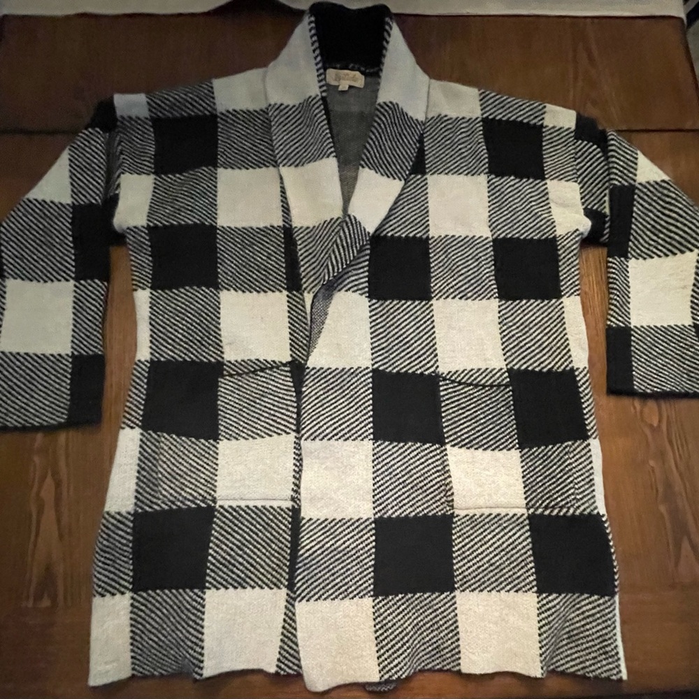 Listicle Black and White Checkered Cardigan/Jacket